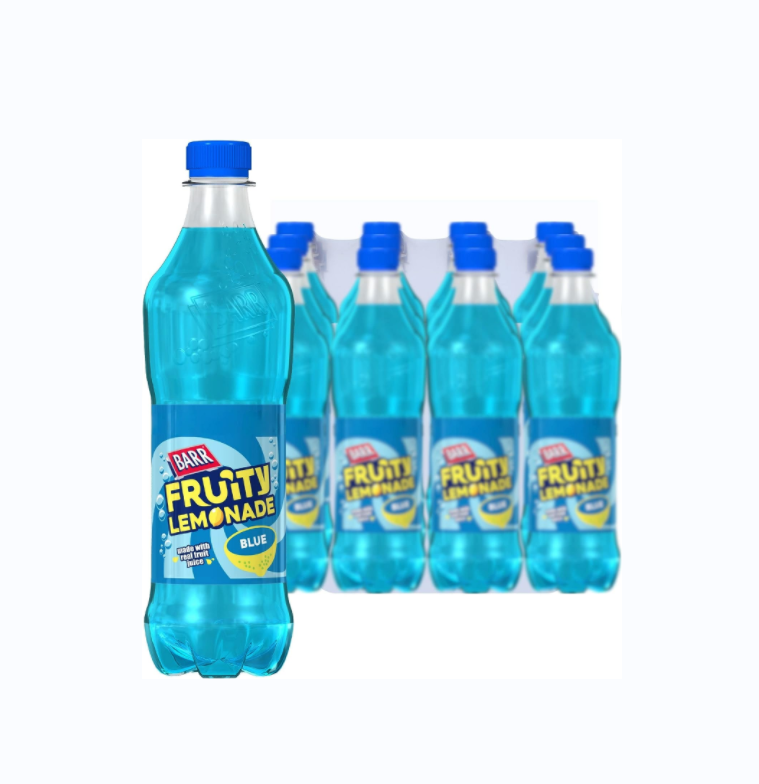 BARR since 1875, Fruity Lemonade Blue, 12 pack Fizzy Drink Bottles, Low Sugar, 12 x 500 ml