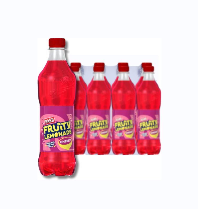 BARR since 1875, Fruity Lemonade Red Cherry, 12 pack Fizzy Drink Bottles, Low Sugar, 12 x 500 ml
