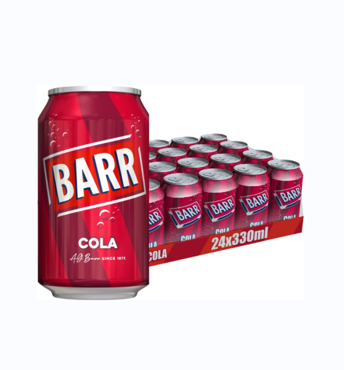 BARR since 1875, Classic Cola, 24 pack Fizzy Drink Cans, Low Sugar, 24 x 330 ml