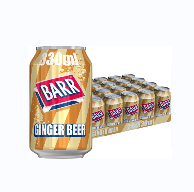 BARR since 1875, Ginger Beer, 24 pack Fizzy Drink Cans, Low Sugar, 24 x 330 ml